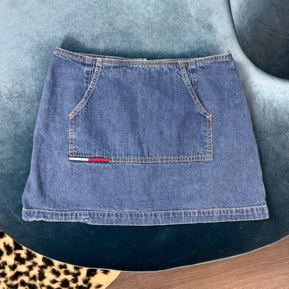 Vintage Tommy Jeans Denim Mini Skirt With Front Pocket Logo Small - Picture 5 of 5